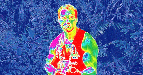 Movie 'Predator' - Arnold Schwarzeneggar through the Predator's suit-sensors  with thermal imaging