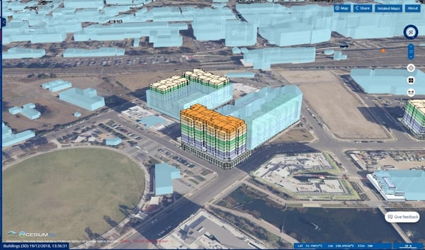 Digital twins - 4D Model showing the internal structure of a building in Penrith as at December 2018.
